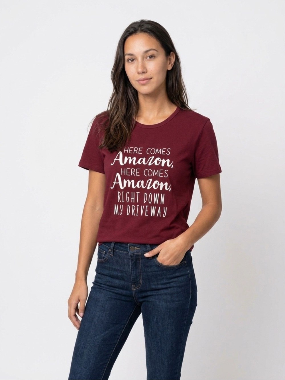 Amazon T-Shirt Here Comes Amazon Right Down My Driveway Size XL